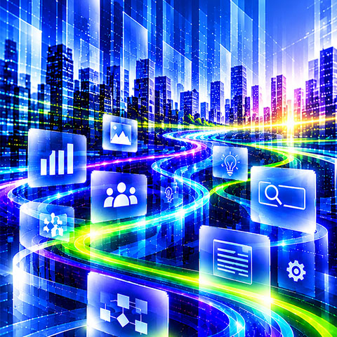 Data city image promoting generative AI courses