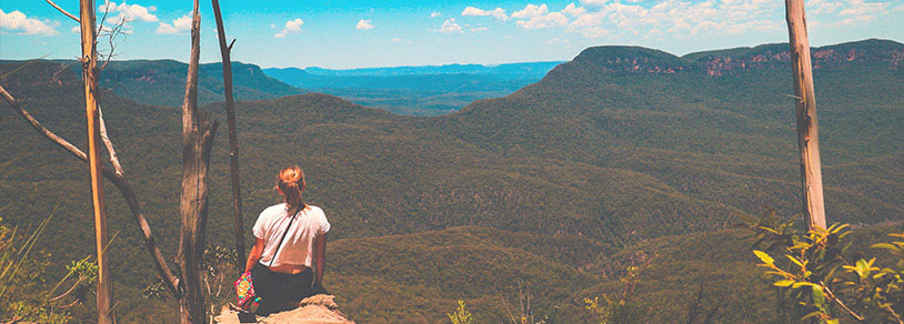 Blue Mountains girl sitting on rock
