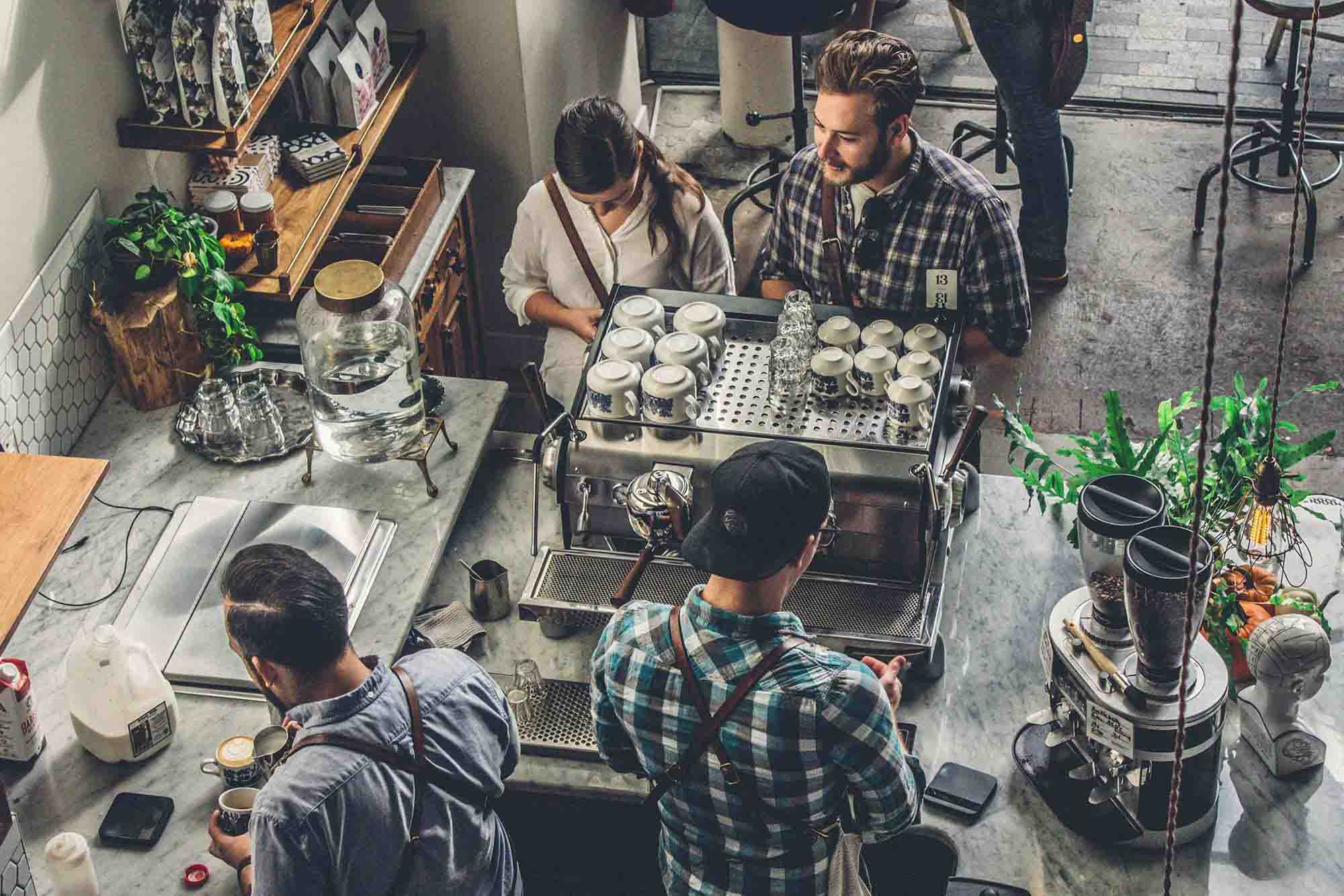 people networking in cafe