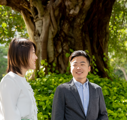 students in park